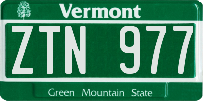 VT license plate ZTN977