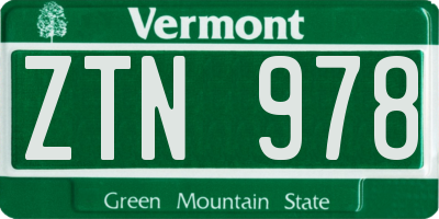 VT license plate ZTN978