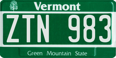 VT license plate ZTN983