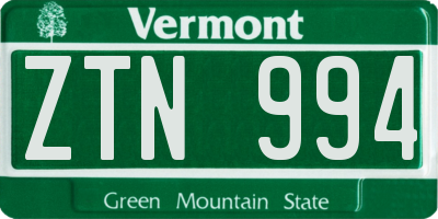 VT license plate ZTN994