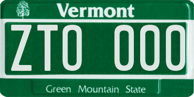 VT license plate ZTO000