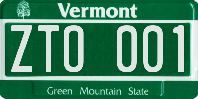 VT license plate ZTO001