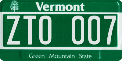 VT license plate ZTO007