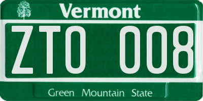VT license plate ZTO008