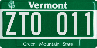VT license plate ZTO011