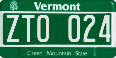 VT license plate ZTO024