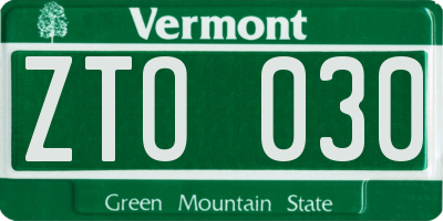 VT license plate ZTO030