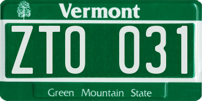 VT license plate ZTO031
