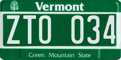 VT license plate ZTO034