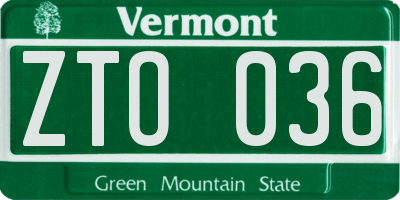 VT license plate ZTO036