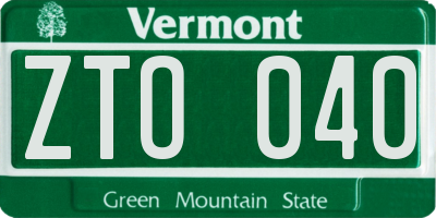 VT license plate ZTO040