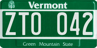 VT license plate ZTO042
