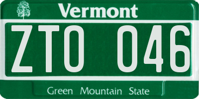 VT license plate ZTO046