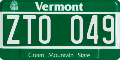 VT license plate ZTO049