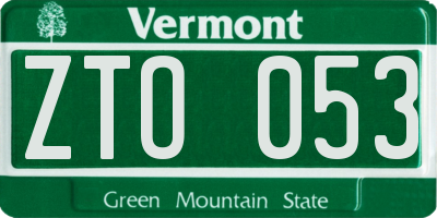 VT license plate ZTO053