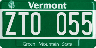 VT license plate ZTO055