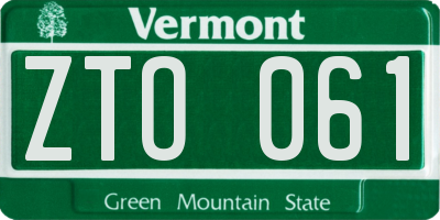 VT license plate ZTO061