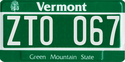 VT license plate ZTO067