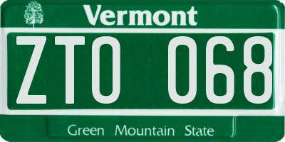 VT license plate ZTO068