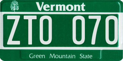 VT license plate ZTO070