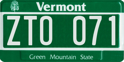 VT license plate ZTO071