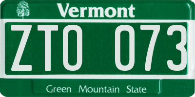VT license plate ZTO073