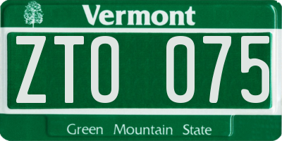 VT license plate ZTO075