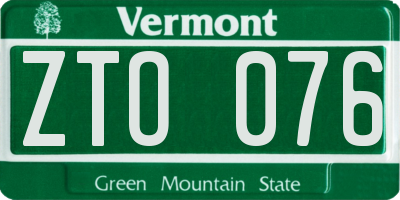 VT license plate ZTO076