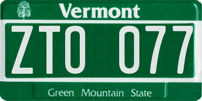VT license plate ZTO077