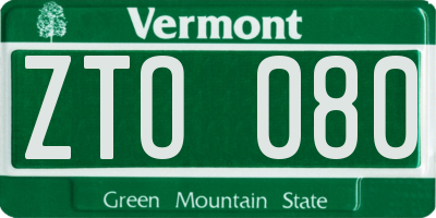VT license plate ZTO080