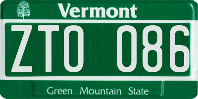 VT license plate ZTO086