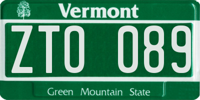 VT license plate ZTO089