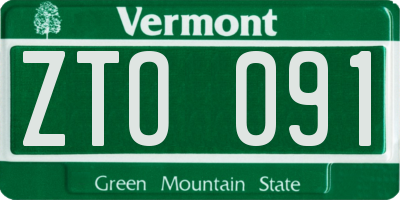 VT license plate ZTO091