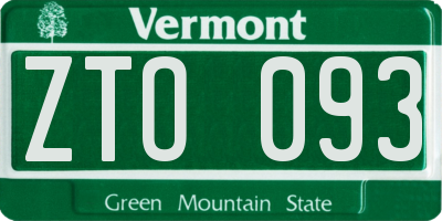 VT license plate ZTO093