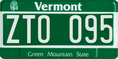 VT license plate ZTO095