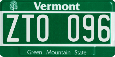 VT license plate ZTO096