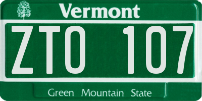 VT license plate ZTO107