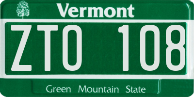 VT license plate ZTO108