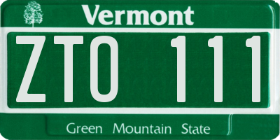 VT license plate ZTO111