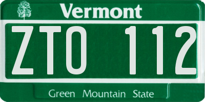 VT license plate ZTO112