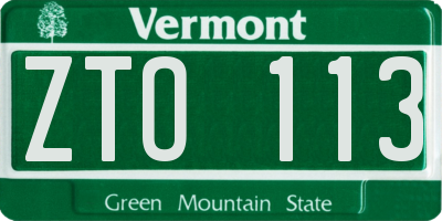 VT license plate ZTO113
