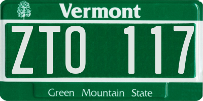 VT license plate ZTO117