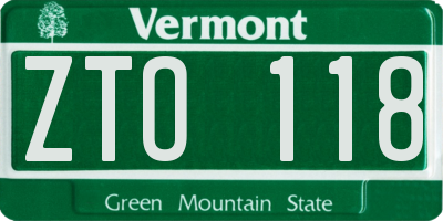 VT license plate ZTO118
