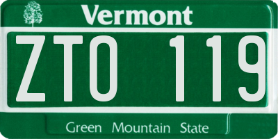 VT license plate ZTO119