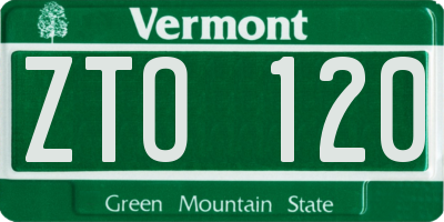 VT license plate ZTO120