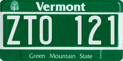 VT license plate ZTO121