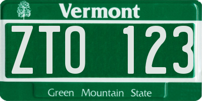 VT license plate ZTO123