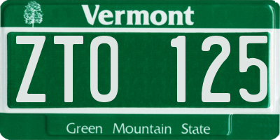 VT license plate ZTO125