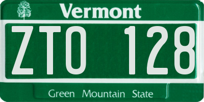 VT license plate ZTO128
