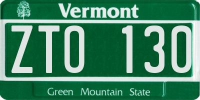 VT license plate ZTO130